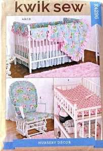 Kwik Sew Pattern K4296 Nursery Decor - Crib Sheet, Dust Ruffle, Rail Covers - Picture 1 of 5