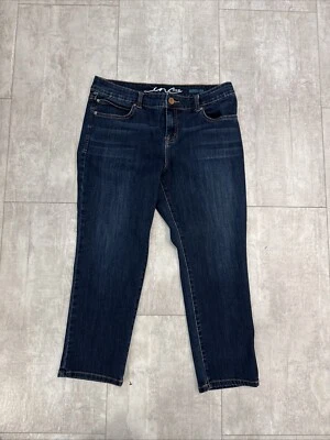 Pantalones de mezclilla recortados de pierna ajustada INC International Concepts para mujer (talla 10 azul) Foto 1 de 4