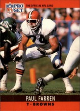 1990 Pro Set Football Card #69 Paul Farren RC