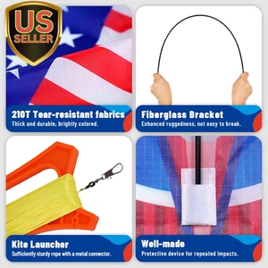 Flag Airplane Kite Easy to Fly Kids Kites for Ages 3-5, Huge Size Durable Bea... - Picture 1 of 6