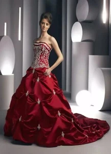 Da Vinci, Quinceañera, Wedding Red Dress Sz 6, Sz 8 - Picture 1 of 10