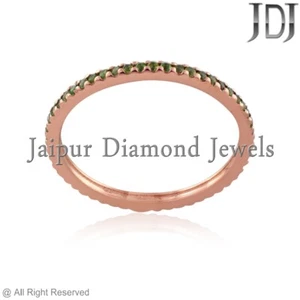 Natural Chrome Diopside Gemstone 14K Rose Gold Full Eternity Band Stackable Ring - Picture 1 of 6