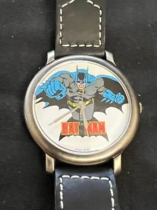 FOSSIL BATMAN BA-6315 Black Genuine Leather Quartz Analog Men's Watch NEW IN BOX - Picture 1 of 11