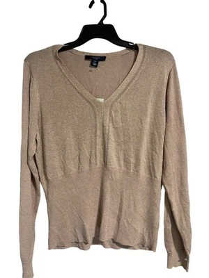 Jones Wear Womens Sparkly Blush Pink V Neck Long Sleeve Top Size 2X Lightweight - Image 1 of 4