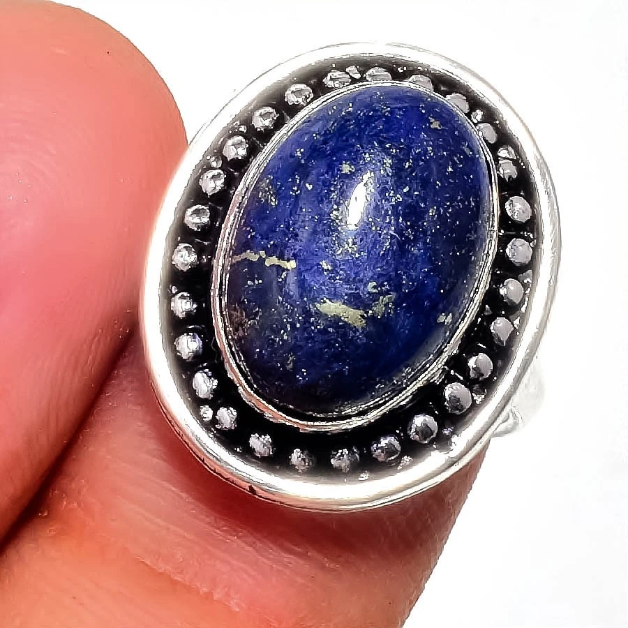 Blue Lapis Lazuli Gemstone 925 Sterling Silver Jewelry All Size Ring For Gift - Image 1 of 1
