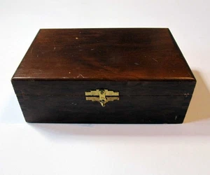 Used 7" Wooden Box with Brass Clasp and Hinges - Picture 1 of 5