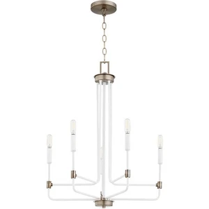 Quorum International 633-5-0881 Davies Chandelier Studio White with Dark Brass - Picture 1 of 4