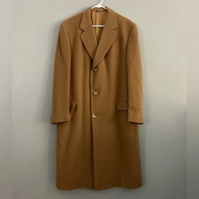 Vintage Sulka 100% Cashmere Notch Collar Overcoat Size 44 Tan Camel Coat England - Image 1 of 4
