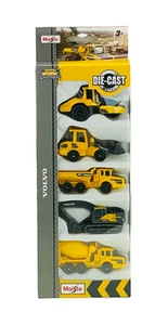 MAISTO VOLVO 5-PACK SET CONSTRUCTION VEHICLES DIE CAST NEW IN BOX MOVING PARTS - Picture 1 of 8