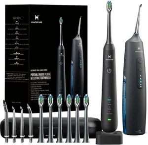 2-1 Oral Clean Kit- Water Dental flosser & Electric Toothbrush Combo- Black - Picture 1 of 8
