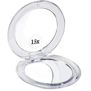 Small Compact 15X Magnifying Travel Makeup Mirror - Lightweight, Handheld, an... - Picture 1 of 7