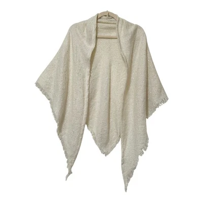 Xale cachecol feminino triangular com franjas marfim 50" X 82" lantejoulas noite difusa - Imagem 1 de 4