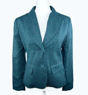 New York & Company 7th Avenue Green Tweed Blazer Women’s Size 0 Button Closure - Image 1 of 4