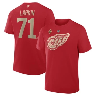 Men's Fanatics Dylan Larkin Red Detroit Red Wings Authentic Stack Name & Number - Image 1 of 3