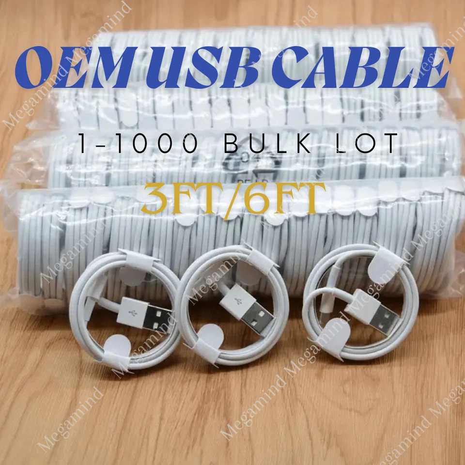 Wholesale USB Charger Cable Cord For iPhone 6 7 8 Plus X XR 11 12 13 14 Pro Max - Image 1 of 4