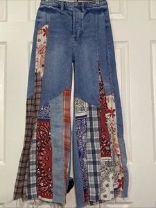 We the Free People Jeans Womens 25 bali patchwork baggy festival bell bottoms - Picture 1 of 14