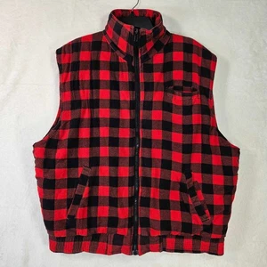 Chaleco aislante de franela Backwoods para hombre bolsillos delanteros con cremallera rojo/negro a cuadros - Imagen 1 de 7