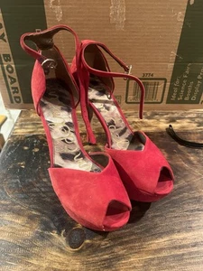 Sam Edelman Red Color Women's High Heels Size 8 - Picture 1 of 6