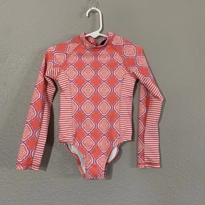 Traje de baño Cabana Life Girls blanco coral ojo de cerradura botón trasero protector completo contra erupciones talla 4 Foto 1 de 4