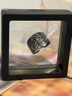 Anillo Estrella Ovalada Corazones Cromo Talla 9 | Plata 925 | 24 Gramos | Envío Rápido Foto 1 de 4