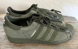 Rare Adidas Superstar Neighborhood gx1401 Dark Green Suede Size 9.5 - Picture 1 of 6