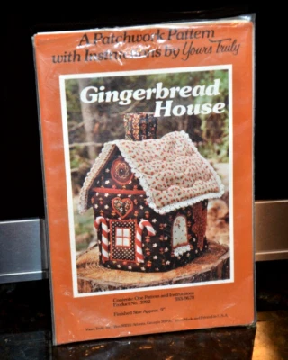9" Gingerbread House Christmas Patchwork Pattern, Yours Truly #3902, Vintage 3D - Image 1 of 3