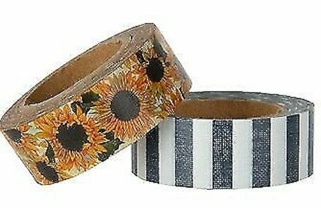 2 Rolls Sunflower & Navy Stripe Washi Tape Decorative Planner Papercraft - Image 1 of 1