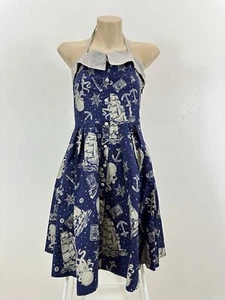 Vestido Sourpuss Walk The Plank Mujer S Azul Cuello Correa Rockabilly Retro Náutico - Imagen 1 de 12
