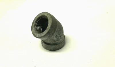 1" 300 Female NPT 45° Elbow Galvanized Malleable Iron Pipe Fitting MI020651GMI - Image 1 of 3