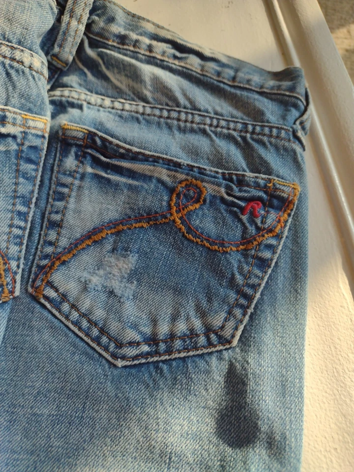 REPLAY W28 L32 MUJER JEANS SLIM DESGASTADO AZUL OSCURO ELÁSTICO DENIM Bootleg  Foto 1 de 4