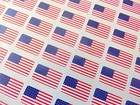 Pack of 64 Small 20x12mm American USA United States Flag Stickers, Sticky Labels