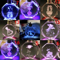 Unique Crystal Rose LED Light Keychain Love Heart Key Chain Ring Keyring Gift