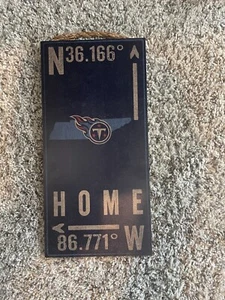 TENNESSEE TITANS Home LONGITUDE LATITUDE WALL Hanging Wood Sign 12" x 6" DECOR - Picture 1 of 1