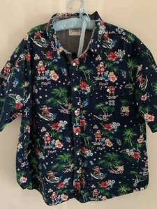 3X Slim Free Planet Hawaiian Santa Button Shirt Christmas Vacation 3XL Holiday - Picture 1 of 6