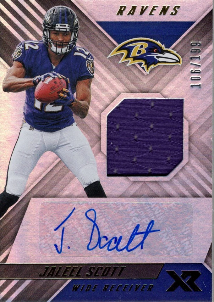 2018 Panini XR Rookie Swatch Autographs #35 Jaleel Scott Auto Jersey /199 - Image 1 of 1