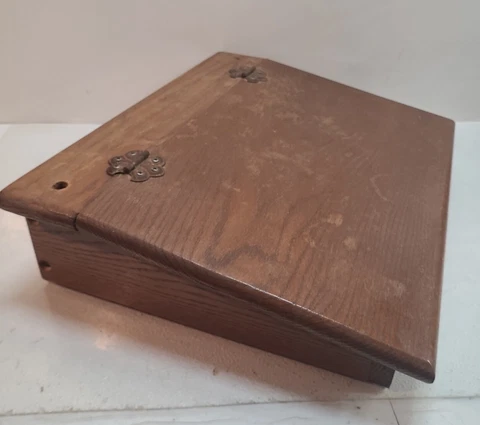 Vintage OAK Slant-Top Lap Desk Tabletop Portable Desk (18" x 14" x 5") Cover