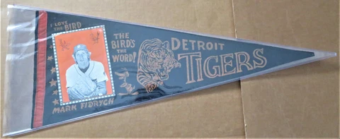 Detroit Tigers' Mark "The Bird" Fidrych Pennant -full size 27 inch vintage Cover