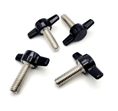 WESTERN SUPPLY WAREHOUSE 5/16" x 1" Thumb Screw T Bolts Black Butterfly Tee Wing Knob Stainless 4 Pack