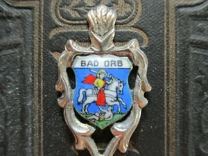 Antique Souvenir Spoon,Mocca Spoon ,835er Silver,Enamel Bad Orb,IN Original - Picture 1 of 4