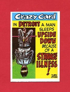 1961 Topps Crazy Cards #12 In Detroit a Man Sleeps Upside Down