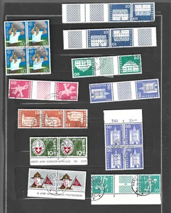 Switzerland, assorted used, 6 Gutter pairs,  7 tete beche, 2 blocks, + multiples - Picture 1 of 2