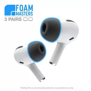 Foam Masters Memory Foam Ear Tips for Apple AirPods Pro Replacement Earbuds BLK - Picture 1 of 7