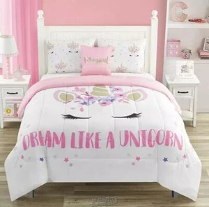Dream Like A Unicorn Three Piece Bedding Twin Comforter,Sham & Decorative Pillow - Picture 1 of 2