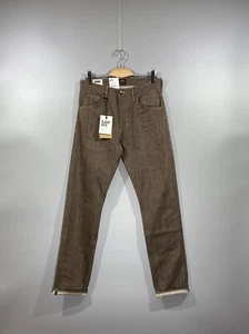 NEW ! LEE 101 Dry 'L953BR41' Men's Japanese Selvedge Denim 14 oz Brown Jeans W28 - Picture 1 of 21