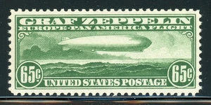 UNITED STATES MNH Air Post Selections: Scott #C13 65c Green GRAF ZEPPELIN CV$250 - Picture 1 of 2