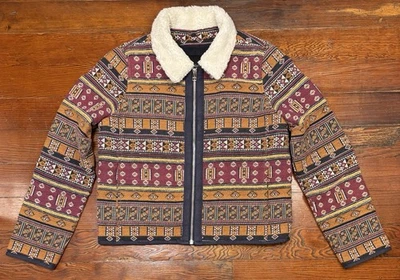 Chaqueta Madewell Algodón Cuello Sherpa Jacquard Rojo Naranja Piel de Oveja Talla S Foto 1 de 4