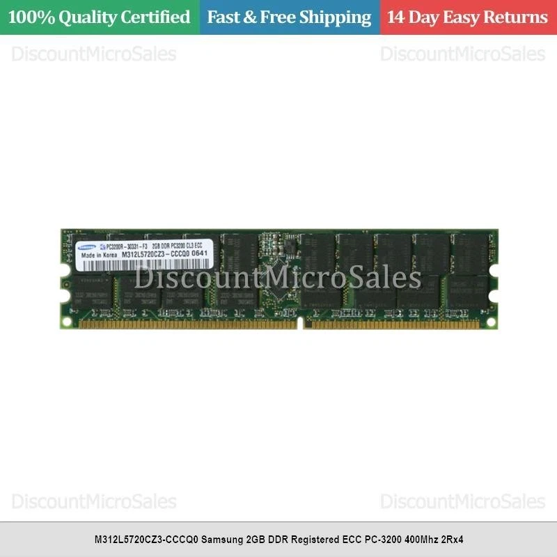 M312L5720CZ3-CCCQ0 Samsung 2GB DDR Registered ECC PC-3200 400Mhz 2Rx4 - Image 1 of 1