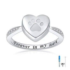 925 Sterling Silber Liebe Herz Urne Ring für Haustier Hund Katze Asche Andenken Memo... - Bild 1 von 6
