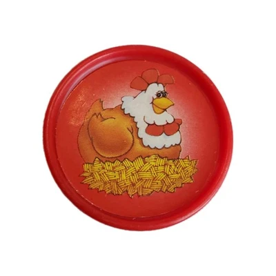 Fisher Price Barnyard Bingo 1994 pieza de repuesto juego de fichas de moneda de pollo rojo Foto 1 de 3