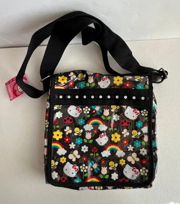 Bolso Mensajero Hello Kitty Negro - Arco Iris, Abejas Nuevo De Colección Y2K Bolso Sanrio Foto 1 de 4